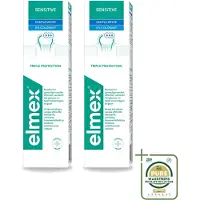 Elmex 2 x - Tandpasta - Sensitive Whitening - Triple Protection - 75 ml - Wasstrips - Gevoelige Tanden - Tandpasta - Witte Glimlach - Mondgezondheid - Bacteriën Bestrijden