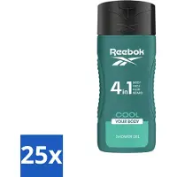 Reebok 25 x - Cool Your Body - Douchegel - 4 in 1 - 400 ml - Voordeelverpakking - 25 stuks