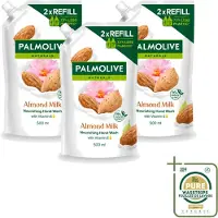 Palmolive 3 x – Handzeep Navulling – Naturals Almond Milk – 500 ml - Wasstrips - Handzeep Navulling - Amandelmelk - Vegan Handzeep - Natuurlijke Handzeep - Verzorgende Handzeep