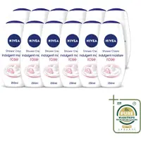 Nivea 12 x - Shower Indulgent Moisture Rose Douchecrème - 250 ml - Wasstrips - Douchecrème - Amandelmelk - Rozengeur - Hydraterende Douchecrème - Zachte Huid