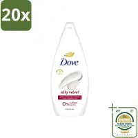Dove 20 x Silky Velvet - Douchegel - Sulfaatvrij - 250 ml - Wasstrips - Douche Gel - Zijdezachte Huid - Sulfaatvrije Douche - Hydraterende Douche - Huid Verzorging