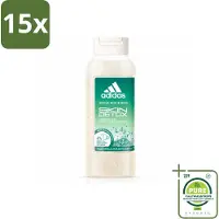 Adidas 15 x – Douchegel – Active Skin & Mind Skin Detox – 250 ml - Grootverpakking - Vaatwasstrips - Douchegel - Huidverzorging - Detox - Exfoliatie - Abrikozenpit