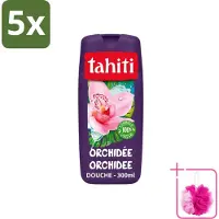 Tahiti 5 x - Douchegel - Orchidee - 100% Vegan - 300 ml - Bulkverpakking - Douchegel orchidee - Douchemop - Orchidee geur