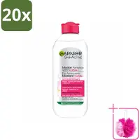 Garnier 20 x - SkinActive - Micellair Reinigingswater - Droge & Gevoelige Huid - Hydraterend & Reinigend - 400 ml - Bulkverpakking - Micellair reinigingswater - Douchemop - Droge huid