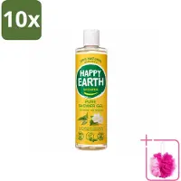Happy Earth 10 x – Douchegel – 100% Natuurlijk Jasmine Ho Wood – 300 ml - Bulkverpakking - Natuurlijke douchegel - Douchemop - Jasmijn en ho wood