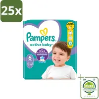 Pampers 25 x – Luiers – Active Baby Maat 6 – 32 Luiers - Grootverpakking - Vaatwasstrips - Baby Luiers - Bescherming Tegen Doorlekken - Bewegingsvrijheid - Comfort - Droogheid