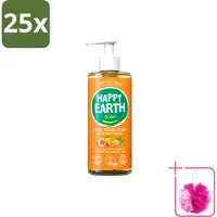 Happy Earth 25 x – Handzeep – 100% Natuurlijk Rose Petitgrain – 300 ml - Bulkverpakking - Natuurlijke handzeep - Douchemop - Vegan handzeep