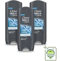 Dove 3 x - Douchegel - Men+ Care Clean Comfort - Comfort en verzorging - 400 ml - Grootverpakking - Vaatwasstrips - Douchegel - Mannelijke Geur - Verfrissend - Energie - Reiniging