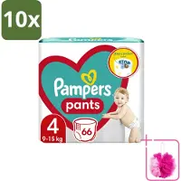 Pampers 10 x – Luierbroekjes – Pants Maat 4 – 66 Luiers - Bulkverpakking - Luier broekje - Douchemop - Luier voor baby