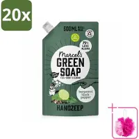 Marcel's Green Soap 20 x - Handzeep - Bergamot & Black Pepper - Natuurlijke verzorging - 500 ml - Bulkverpakking - Handzeep navulling - Douchemop - Biologisch afbreekbaar