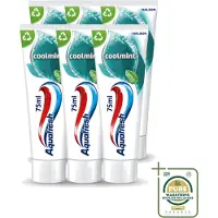 Aquafresh 6 x - Tandpasta - Coolmint - Verfrissende Adem - 75 ml - Wasstrips - Tandpasta - Frisse Adem - Mondgezondheid - Suikerzuur - Gaatjes