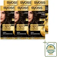 Syoss 6 x - Oleo Intense 4-86 - Haarverf - Permanente Haarkleuring - Fluweelbruin - Langdurige Kleur - Wasstrips - Haarkleuring - Permanente Haarkleuring - Fluweelbruin - Zonder Ammoniak - Haarverf