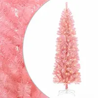 vidaXL - Kunstmatige - slanke - kerstboom - 180 - cm - 300 - LED's - Warmwit