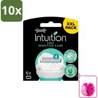 Wilkinson 10 x Intuition - Navulmesjes - 2 in 1 Sensitive Care - Voor Gevoelige Huid - 6 mesjes - Bulkverpakking - Gevoelige huid - Douchemop - Scheren