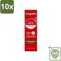 Colgate 10 x – Max White Expert Purifying Power – Tandpasta – 75 ml - Wasstrips - Witte Tanden - Tandpasta - Whitening - Waterstofperoxide - Vlekken Verwijderen