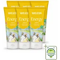 Weleda 6 x - Douchegel Aroma Shower Energy - 200 ml - Grootverpakking - Vaatwasstrips - Energie - Energieboost - Natuurlijke Douchegel - Aromatherapie - Frisheid