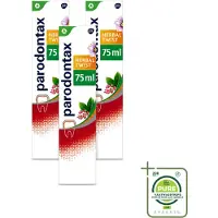 Parodontax 3 x - Tandpasta - Herbal Twist - Ginger & Mint - 75ml - Grootverpakking - Vaatwasstrips - Tandpasta - Bloedend Tandvlees - Tandplak - Gember - Munt
