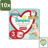 Pampers 10 x – Luierbroekjes – Premium Care Pants Maat 3 – 48 Luiers - Grootverpakking - Vaatwasstrips - Luier - Luierbroek - Luier Voor Baby - Luier Voor Kind - Droge Billetjes