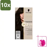 Schwarzkopf 10 x - Haarkleuring - Creme Supreme 3-0 - Natuurlijk Extra Donkerbruin - 245g - Bulkverpakking - Haarkleur - Douchemop - Haarverzorging
