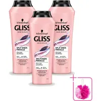 GLISS 3 x - Shampoo - Split Hair Miracle - Voor Beschadigd Haar - 250 ml - Bulkverpakking - Gespleten haarpunten - Douchemop - Haarherstel
