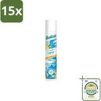 Batiste 15 x - Fresh - Droogshampoo - Koele en Schone Geur - Verfrist en Geeft Grip - 200ml - Wasstrips - Droogshampoo - Fris Haar - Schone Geur - Snel Verfrissen - Vet Haar