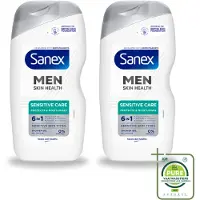 Sanex 2 x – Douchegel – Men Sensitive – 400 ml - Grootverpakking - Vaatwasstrips - Gevoelige Mannenhuid - Douchegel - Scheergel - Lichaamsschoonheid - Gezichtsverzorging