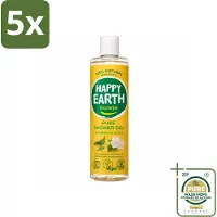 Happy Earth 5 x – Douchegel – 100% Natuurlijk Jasmine Ho Wood – 300 ml - Wasstrips - Douchegel - Natuurlijke Douchegel - Vegan Douchegel - Jasmijn Douchegel - Ho Wood Douchegel