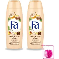 Fa 2 x - Douchecrème - Room & Olie Kokosnuss Kakaoboter - Verzachtend & Voedend - 250 ml - Bulkverpakking - Douchecrème - Douchemop - Natuurlijke douchecrème
