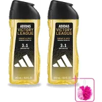 Adidas 2 x - 3-in-1 Douchegel - Victory League - Vibrant & Spicy - Gerecyclede Verpakking - 250 ml - Bulkverpakking - Douchegel - Douchemop - 3-in-1