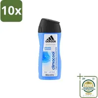 Adidas 10 x – Douchegel – Climacool Men – 250 ml - Wasstrips - Douchegel - Frisheid - Sportgeur - Actieve Frisheid - Bewegingssensor