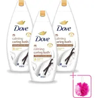 Dove 3 x – Badcrème – Sheaboter & Vanille – 450 ml - Bulkverpakking - Badcrème - Douchemop - Sheaboter
