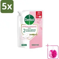Dettol 5 x - Handzeep Navulling - Hypoallergenic - Sensitive - 500 ml - Bulkverpakking - Handzeep navulling - Douchemop - Hypoallergenisch handzeep
