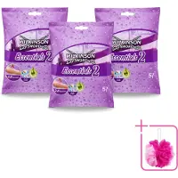 Wilkinson 3 x - Wegwerpscheermesjes Essentials 2 - Voor Dames - Antislip Greep - 5 scheermesjes - Bulkverpakking - Wegwerpscheermesjes voor dames - Douchemop - Scheermesjes met antislip handgreep