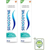 Sensodyne 2 x – Tandpasta – Deep Clean Gel – 75 ml - Grootverpakking - Vaatwasstrips - Gevoelige Tanden - Tandgevoeligheid - Tandpasta - Reiniging - Fluoride