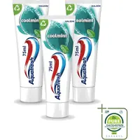 Aquafresh 3 x - Tandpasta - Coolmint - Verfrissende Adem - 75 ml - Grootverpakking - Vaatwasstrips - Tandpasta - Frisse Adem - Mondgezondheid - Suikerzuur - Gaatjes