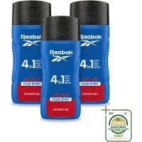 Reebok 3 x - Move Your Spirit - Douchegel - 4 in 1 - 400 ml - Wasstrips - Douchegel 4 In 1 - Douchegel Voor Gezicht - Douchegel Voor Haar - Douchegel Voor Lichaam - Scheerschuim