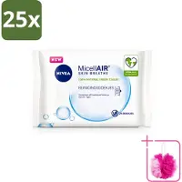 Nivea 25 x - Reinigingsdoekjes - 3-in-1 Micellaire Doekjes - Verwijdert Waterbestendige Make-up - 25 Doekjes - Bulkverpakking - Reinigingsdoekjes - Douchemop - Huidverzorging