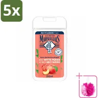 Le Petit Marseillais 5 x – Douchegel – Bio Perzik & Nectarine – Verfrissend – 250 ml - Bulkverpakking - Douchegel bio perzik en nectarine - Douchemop - Frisse douchegel