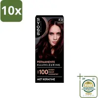 Syoss 10 x - Coloration 4-2 Mahonie - Haarverf - Grijsdekking - Vermindert Haarbreuk - Wasstrips - Haarverf - Grijsdekking - Permanent Haarverf - Keratine - Haarkleur