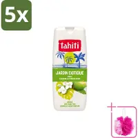 Tahiti 5 x – Douchegel – Exotische Tuin Jasmijn & Limoen - 315 ml - Bulkverpakking - Douchegel - Douchemop - Jasmijn