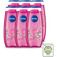 Nivea 6 x – Douchegel – Floral Love – 250 ml - Wasstrips - Douchegel - Bloemige Geur - Zachte Huid - Verzorgende Douche - Huidverzorging