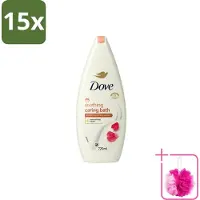Dove 15 x – Badcrème – Soothing Almond Oil & Hibiscus – 720 ml - Bulkverpakking - Douchegel - Douchemop - Huidverzorging