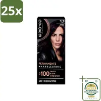 Syoss 25 x Permanent Coloration 3-3 - Haarverf - Trendy Violet - Wasstrips - Haarkleur - Haarverf - Keratine - Grijsdekking - Haarverf Permanent