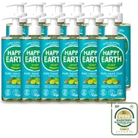 Happy Earth 12 x – Handzeep – 100% Natuurlijk Cedar Lime – 300 ml - Wasstrips - Natuurlijke Handzeep - Ceder En Limoen - Handzeep Vegan - Handzeep Antibacterieel - Handzeep Voor Huid