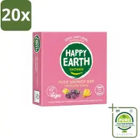 Happy Earth 20 x – Shower Bar – 100% Natuurlijk Lavender Ylang – 90 g - Grootverpakking - Vaatwasstrips - Douchegel - Natuurlijke Douchegel - Lavendel - Ylang-ylang - Sheaboter
