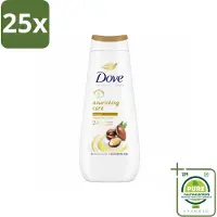 Dove 25 x Douchecrème - Nourishing Care - Arganolie - 400 ml - Grootverpakking - Vaatwasstrips - Douchegel - Huid Verzorging - Arganolie - Hydratatie - Droge Huid