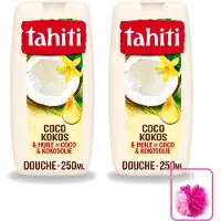 Tahiti 2 x - Douchegel - Kokos & Kokosolie - Hydraterend - 250 ml - Bulkverpakking - Douchegel kokos - Douchemop - Kokosolie douchegel