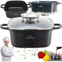 Zilner Marmite met AROMA-KNOB, 2.8L, 20cm, Vierkant, Non-stick