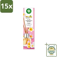 Air Wick 15 x - Geurstokjes - Delicate Frangipani Bloemen - Essentiële Oliën - 40 ml - Wasstrips - Geurstokjes - Geurverspreider - Frangipani - Bloemige Geur - Essentiële Oliën