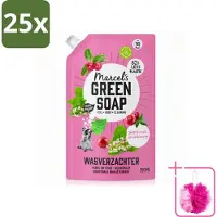 Marcel's Green Soap 25 x Marcel’s Green Soap – Wasverzachter – Patchouli & Cranberry - Navulling – 750 ml - Bulkverpakking - Wasverzachter - Douchemop - Navulling